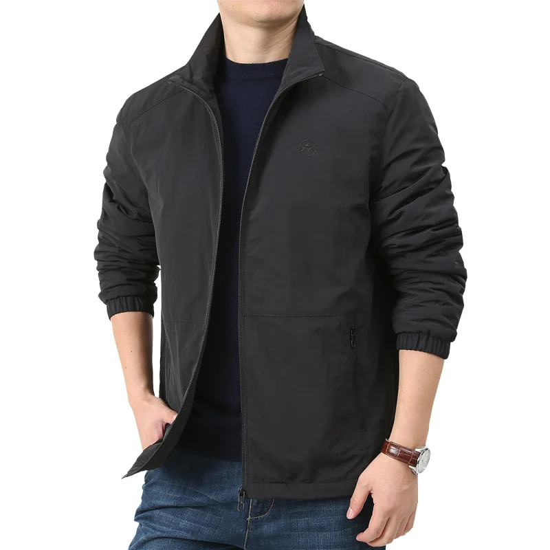 Herren Leichte Windjacke mit Stehkragen, Zwei Reißverschlusstaschen und elastischen Bündchen Nord Taschen
