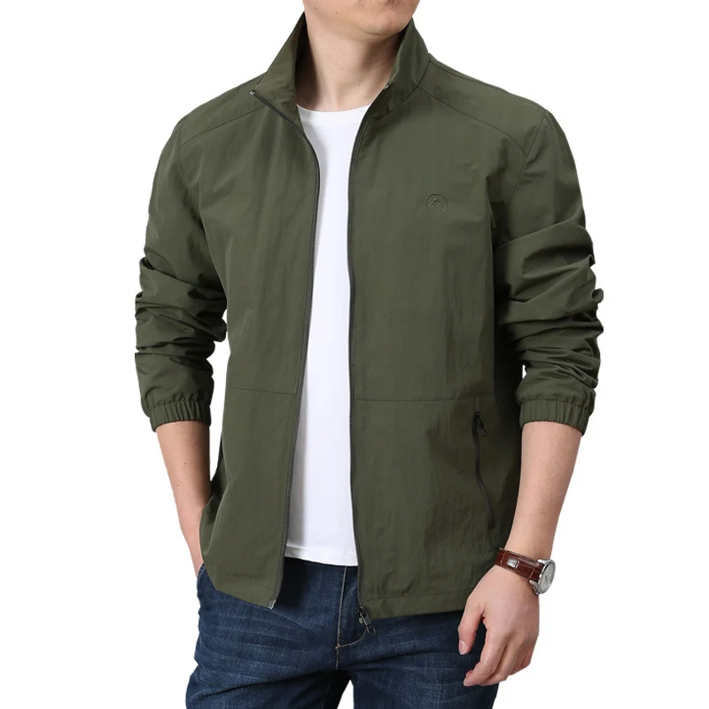 Herren Leichte Windjacke mit Stehkragen, elastischen Bündchen und verdecktem Reißverschluss Nord Taschen