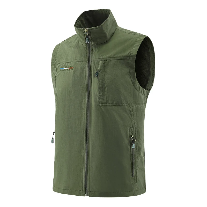 Herren Leichte Winddichte Utility-Weste mit hohem Stehkragen, Reißverschlusstaschen und atmungsaktivem Meshfutter Nord Taschen