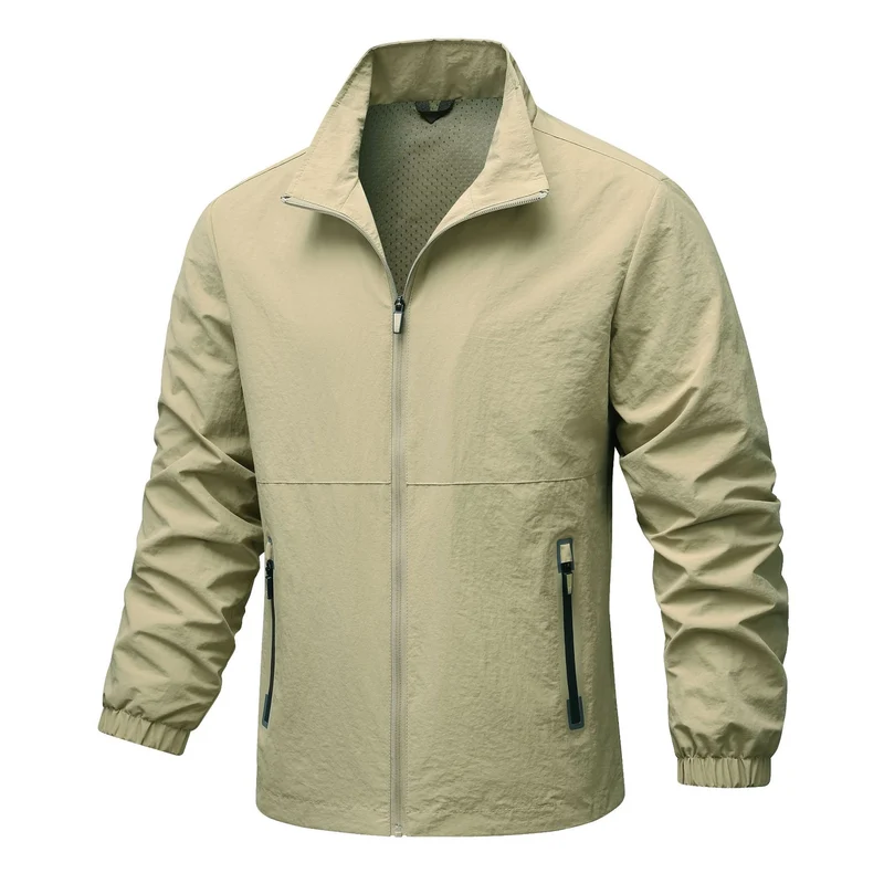 Herren leichte technische Windjacke mit Netzfutter, hohem Stehkragen und Reißverschlusstaschen Nord Taschen