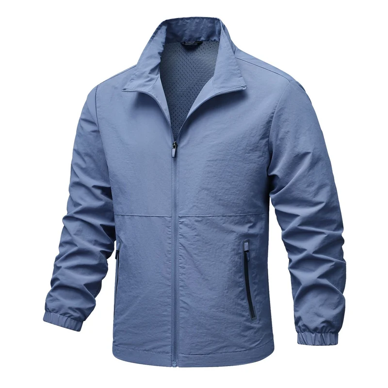 Herren leichte technische Windjacke mit Netzfutter, hohem Stehkragen und Reißverschlusstaschen Nord Taschen