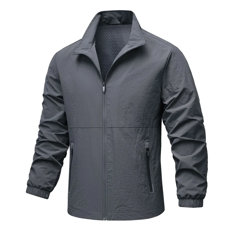 Herren leichte technische Windjacke mit Netzfutter, hohem Stehkragen und Reißverschlusstaschen Nord Taschen