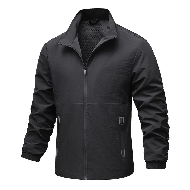 Herren leichte technische Windjacke mit Netzfutter, hohem Stehkragen und Reißverschlusstaschen Nord Taschen
