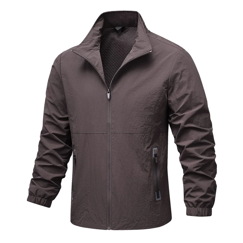 Herren leichte technische Windjacke mit Netzfutter, hohem Stehkragen und Reißverschlusstaschen Nord Taschen