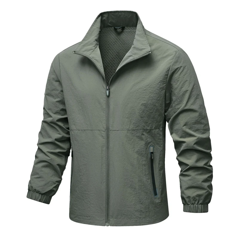 Herren leichte technische Windjacke mit Netzfutter, hohem Stehkragen und Reißverschlusstaschen Nord Taschen