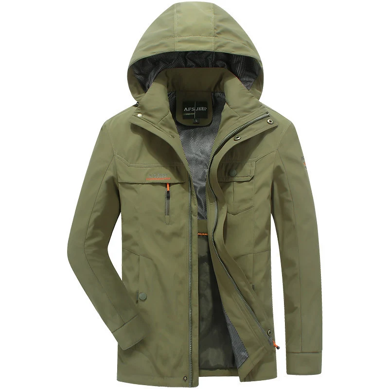 Herren wasserabweisende leichte Reisefunktionsjacke mit Kapuze und Mehrtaschen Nord Taschen