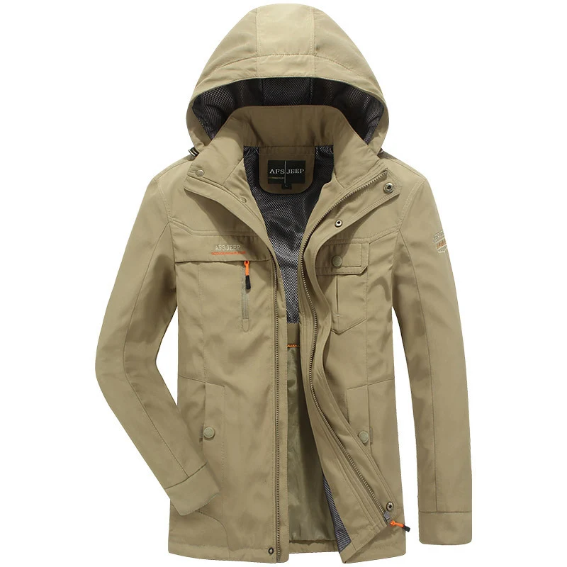 Herren wasserabweisende leichte Reisefunktionsjacke mit Kapuze und Mehrtaschen Nord Taschen