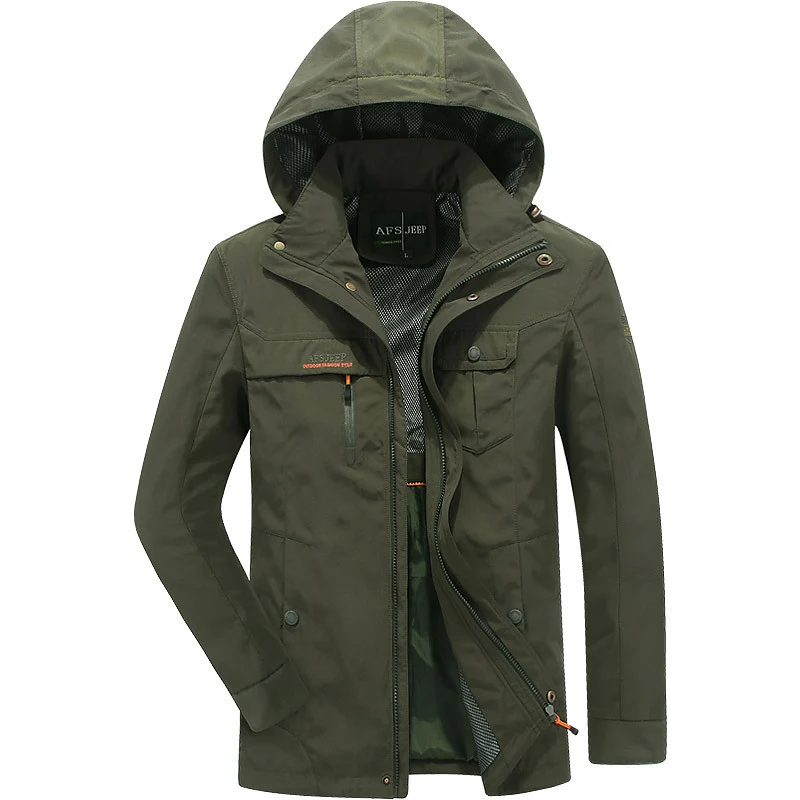 Herren wasserabweisende leichte Reisefunktionsjacke mit Kapuze und Mehrtaschen Nord Taschen