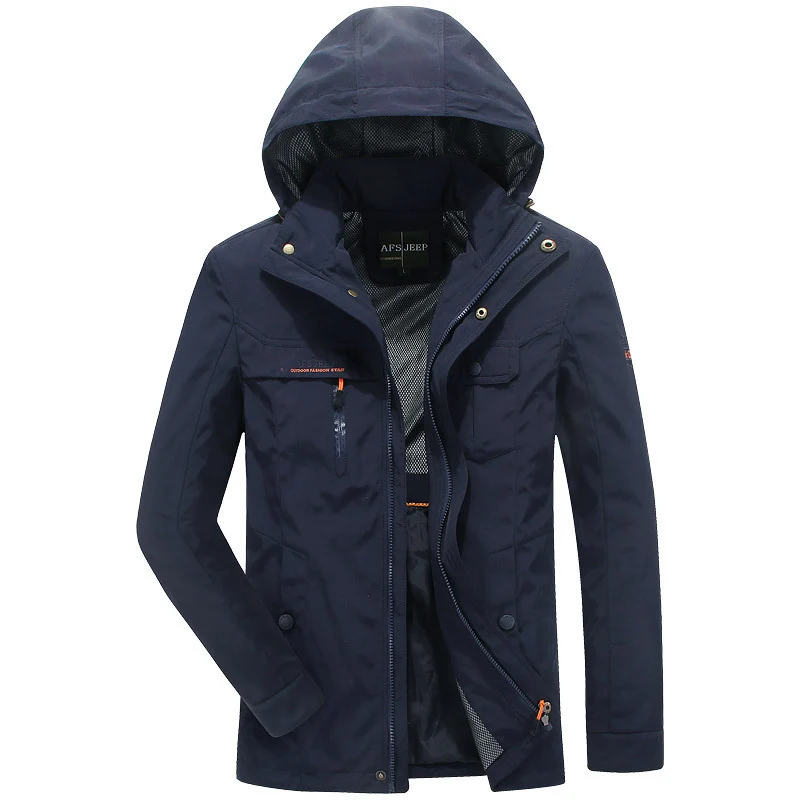 Herren wasserabweisende leichte Reisefunktionsjacke mit Kapuze und Mehrtaschen Nord Taschen
