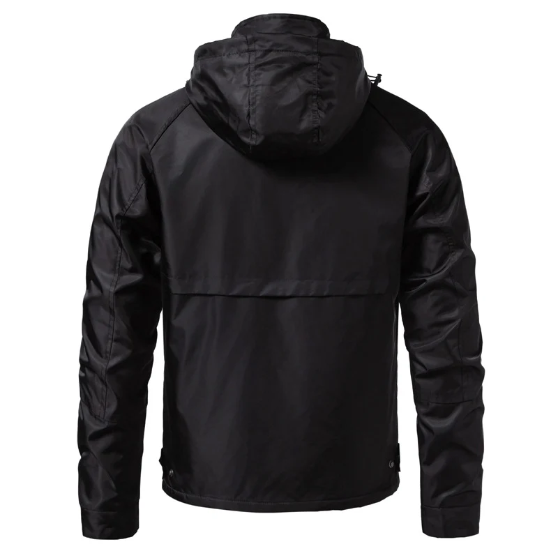 Herren Wasserabweisende Kapuzenjacke im Utility‑Stil mit Druckknopfleiste und Pattentaschen Nord Taschen