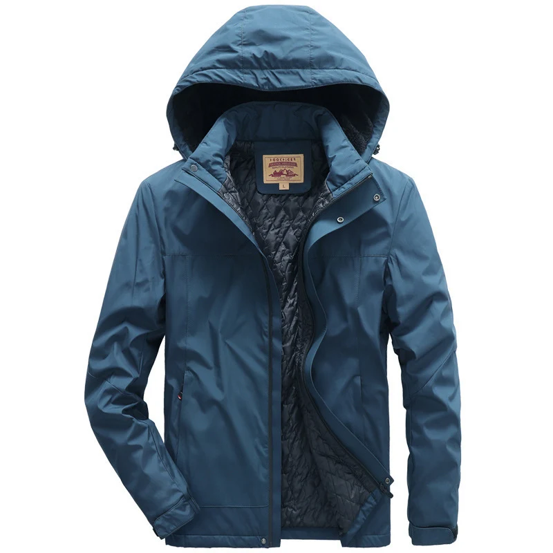 Herren wasserabweisende gesteppte Thermojacke mit verstellbarer Kapuze und winddichter Membran Nord Taschen