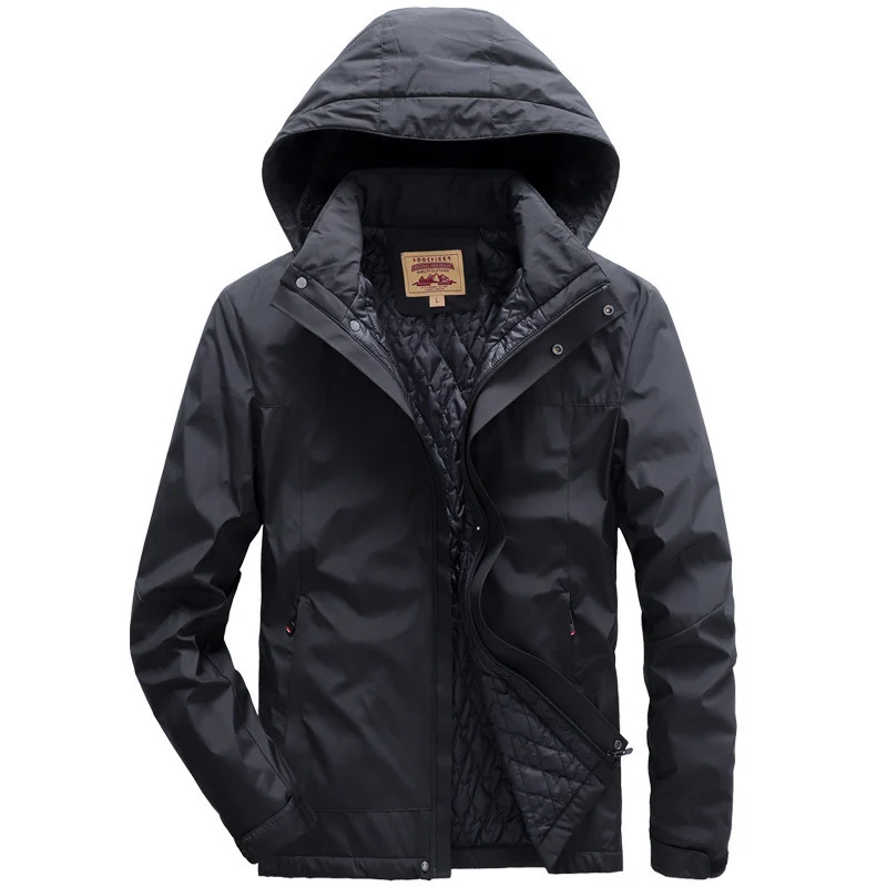 Herren wasserabweisende gesteppte Thermojacke mit verstellbarer Kapuze und winddichter Membran Nord Taschen