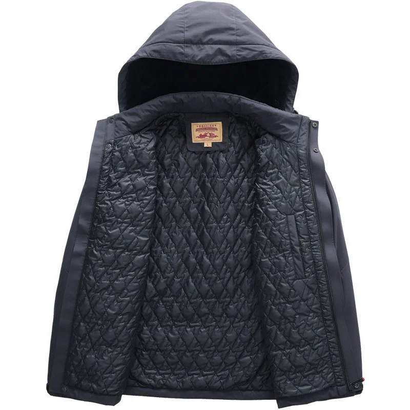 Herren wasserabweisende gesteppte Thermojacke mit verstellbarer Kapuze und winddichter Membran Nord Taschen