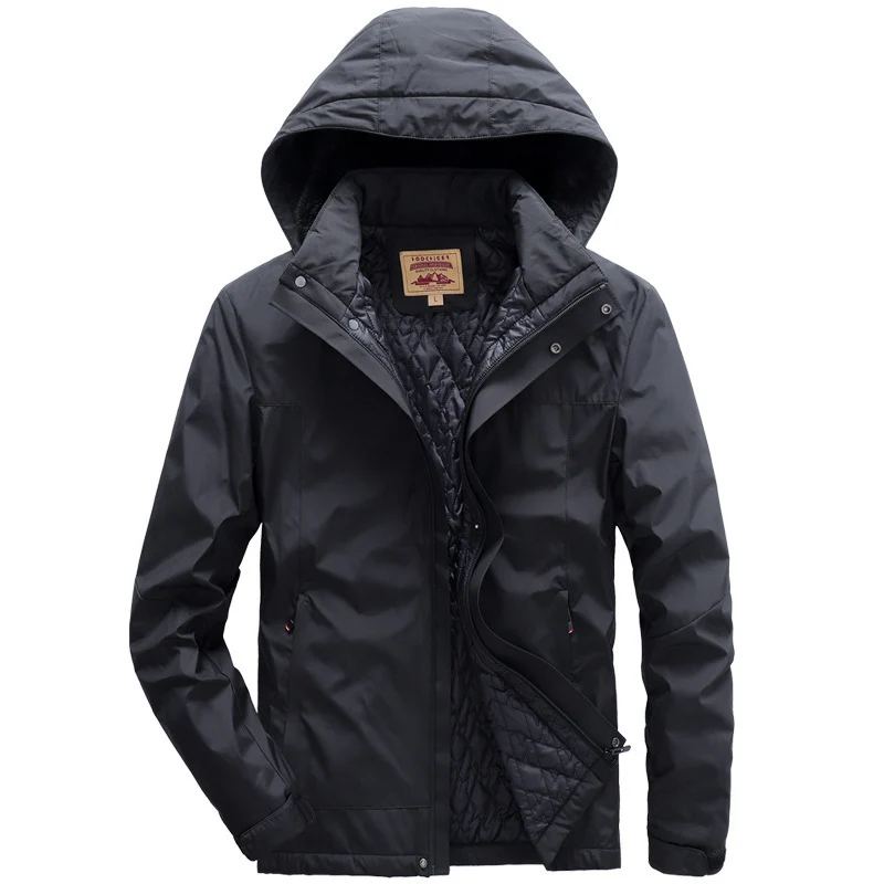 Herren wasserabweisende gesteppte Thermojacke mit verstellbarer Kapuze und winddichter Membran Nord Taschen