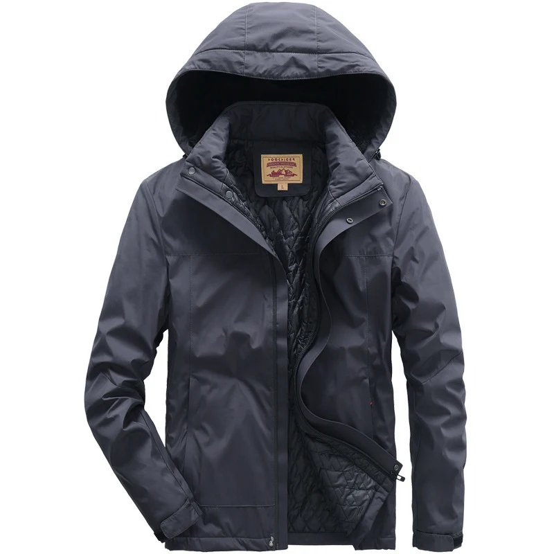 Herren wasserabweisende gesteppte Thermojacke mit verstellbarer Kapuze und winddichter Membran Nord Taschen