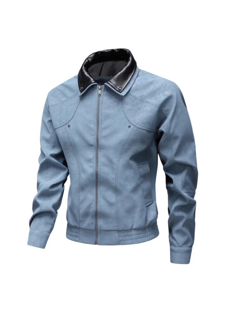 Herren Vintage-inspirierte Kunstleder-Blousonjacke mit kontrastkragen Nord Taschen