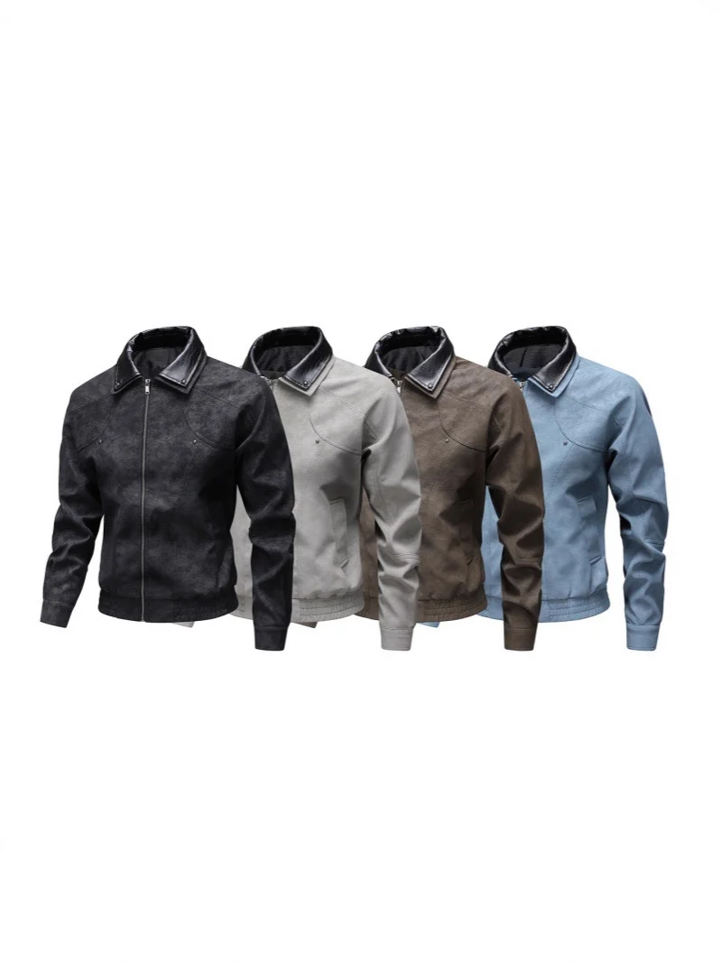 Herren Vintage-inspirierte Kunstleder-Blousonjacke mit kontrastkragen Nord Taschen