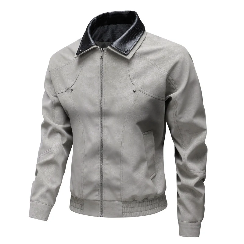 Herren Vintage-inspirierte Kunstleder-Blousonjacke mit kontrastkragen Nord Taschen