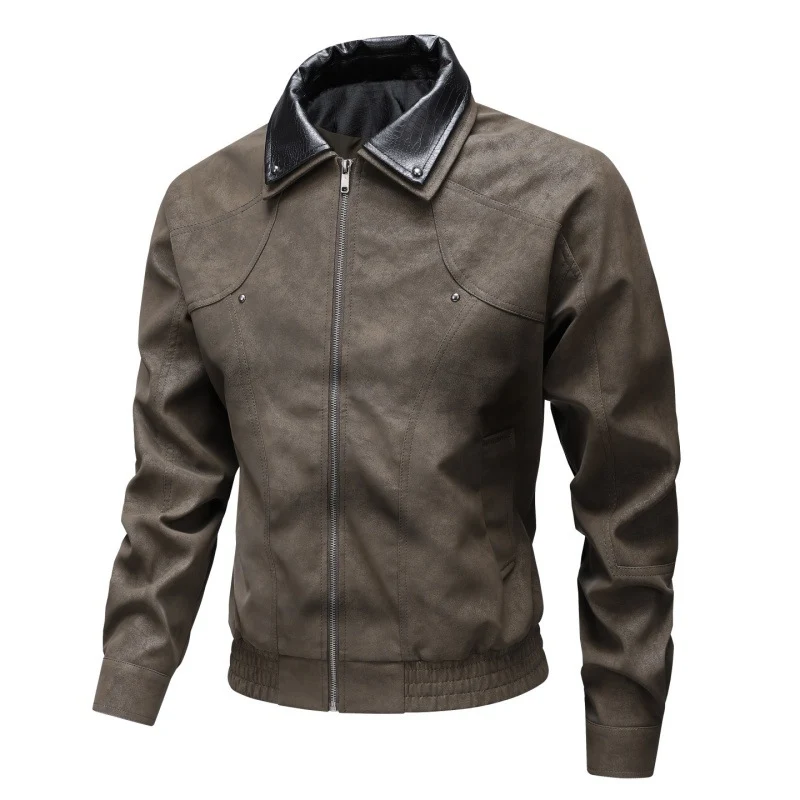 Herren Vintage-inspirierte Kunstleder-Blousonjacke mit kontrastkragen Nord Taschen