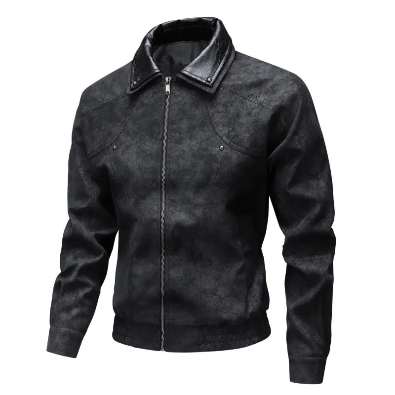 Herren Vintage-inspirierte Kunstleder-Blousonjacke mit kontrastkragen Nord Taschen