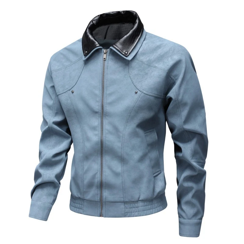Herren Vintage-inspirierte Kunstleder-Blousonjacke mit kontrastkragen Nord Taschen