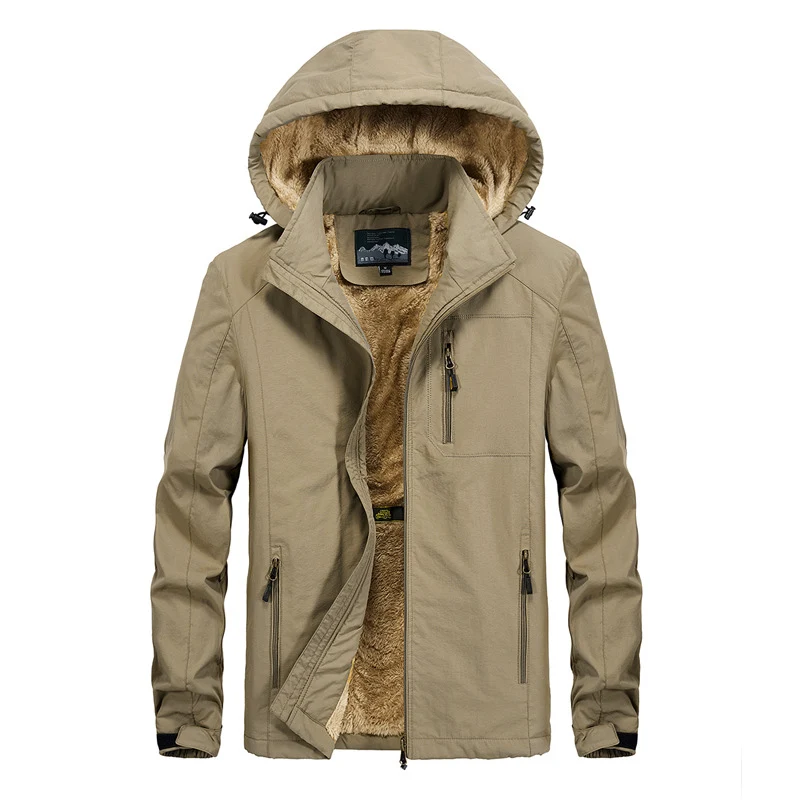 Herren Utility-Kapuzenjacke mit durchgehendem Reißverschluss und warmem Kunstfellfutter Nord Taschen