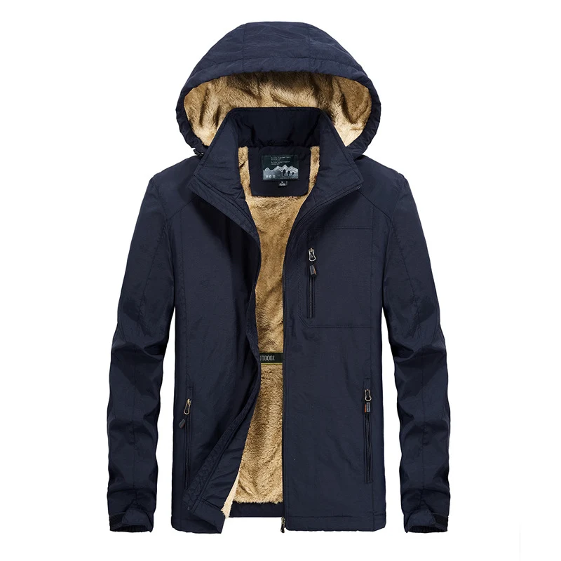 Herren Utility-Kapuzenjacke mit durchgehendem Reißverschluss und warmem Kunstfellfutter Nord Taschen