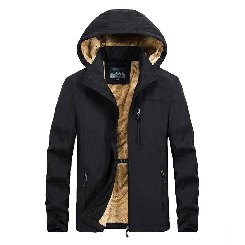 Herren Utility-Kapuzenjacke mit durchgehendem Reißverschluss und warmem Kunstfellfutter Nord Taschen
