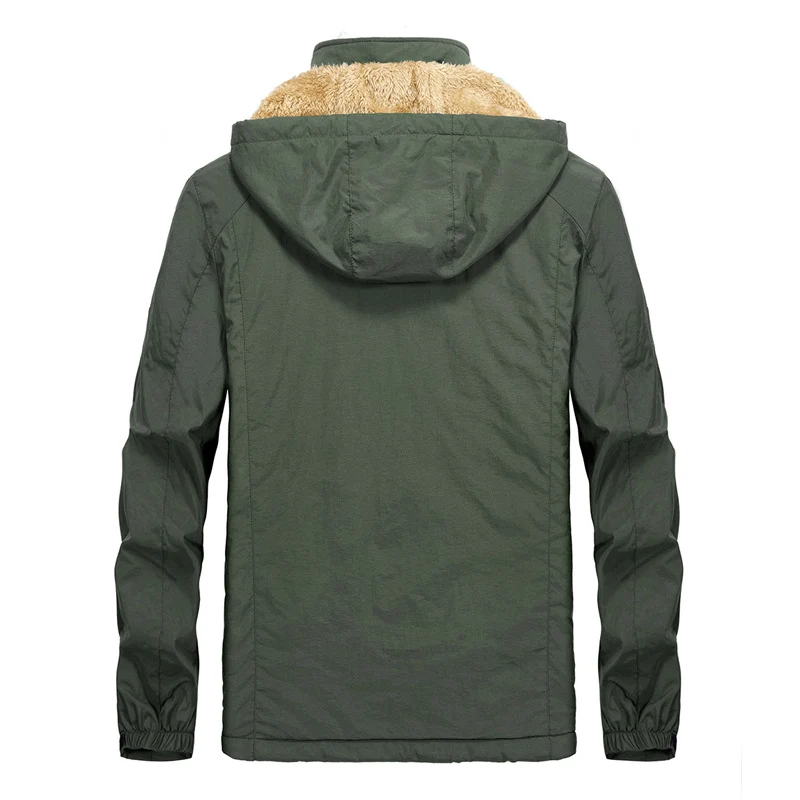 Herren Utility-Kapuzenjacke mit durchgehendem Reißverschluss und warmem Kunstfellfutter Nord Taschen