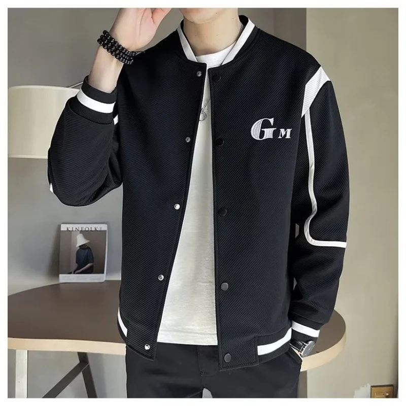 Herren Leichte Varsity-Bomberjacke mit Strukturgewebe, Rippbündchen und Druckknopffront Nord Taschen