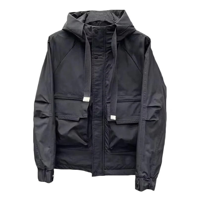 Herren Leichte Utility-Jacke mit Kapuze, mehreren Pattentaschen und verdecktem Reißverschluss Nord Taschen