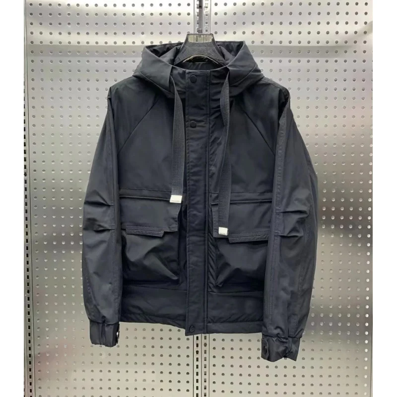 Herren Leichte Utility-Jacke mit Kapuze, mehreren Pattentaschen und verdecktem Reißverschluss Nord Taschen