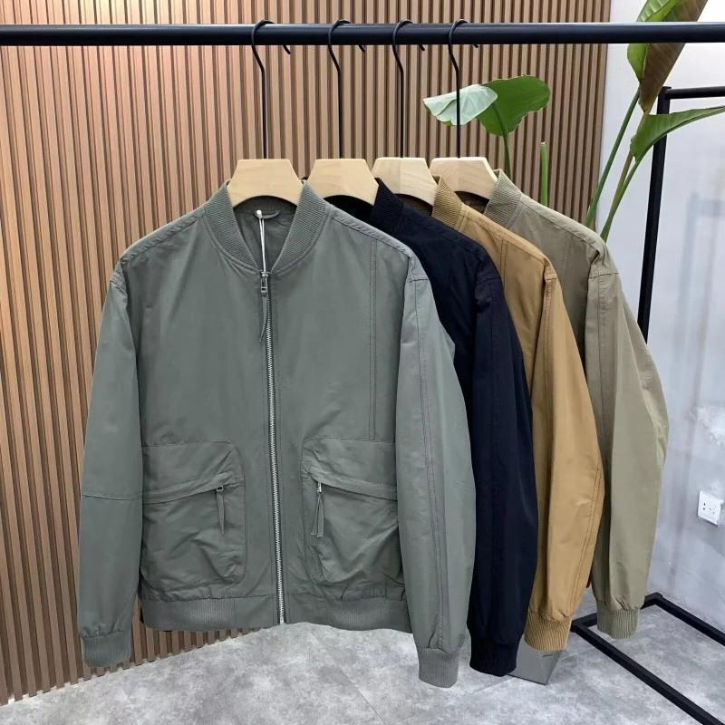 Herren Leichte Utility-Bomberjacke mit Reißverschluss, Multifunktions-Taschen und Rippbündchen Nord Taschen