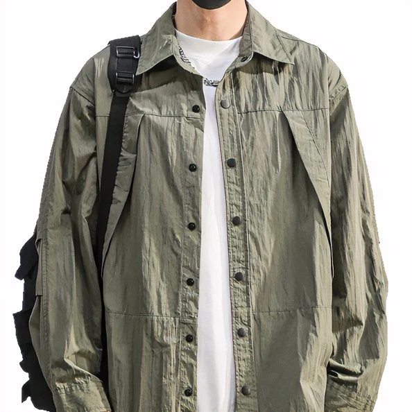 Herren Leichte Overshirt-Hemdjacke im Relaxed-Look mit Druckknopfleiste und Faltendetail Nord Taschen