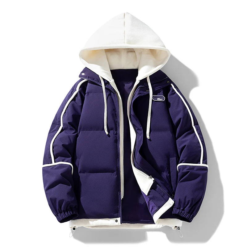 Damen Kurz geschnittene Steppjacke mit kontrastierender Fleece‑Kapuze und Kordelzug Nord Taschen
