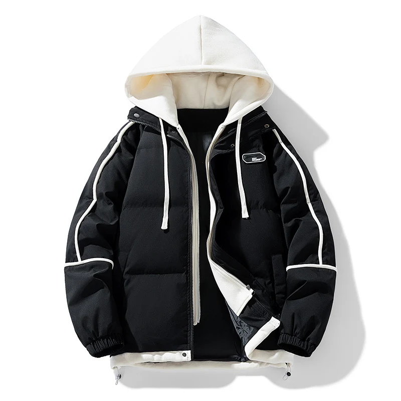 Damen Kurz geschnittene Steppjacke mit kontrastierender Fleece‑Kapuze und Kordelzug Nord Taschen