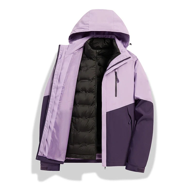 Damen 2-in-1 wasserdichte Winterjacke mit abnehmbarer Daunen-Innenweste Nord Taschen