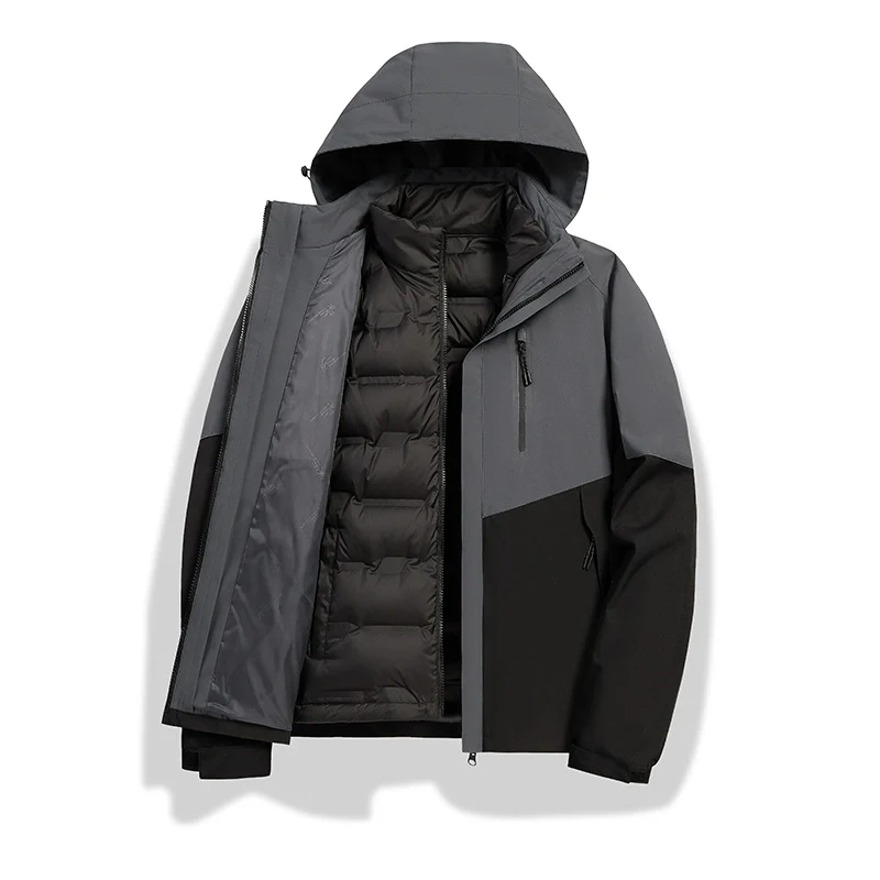 Damen 2-in-1 wasserdichte Winterjacke mit abnehmbarer Daunen-Innenweste Nord Taschen
