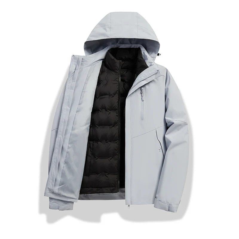 Damen 2-in-1 wasserdichte Winterjacke mit abnehmbarer Daunen-Innenweste Nord Taschen