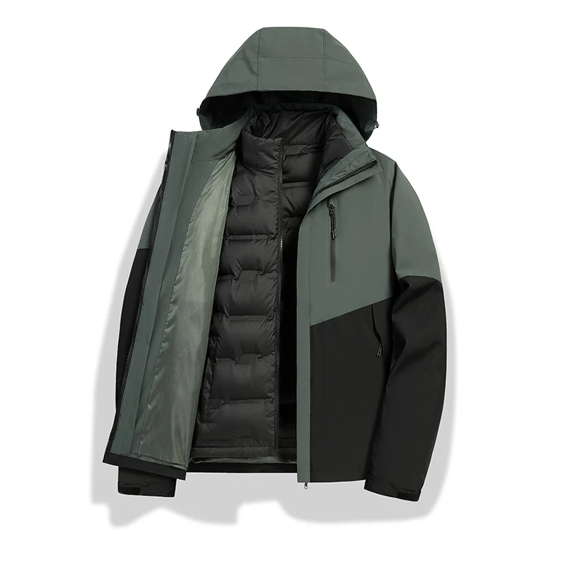 Damen 2-in-1 wasserdichte Winterjacke mit abnehmbarer Daunen-Innenweste Nord Taschen
