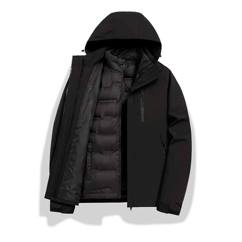 Damen 2-in-1 wasserdichte Winterjacke mit abnehmbarer Daunen-Innenweste Nord Taschen