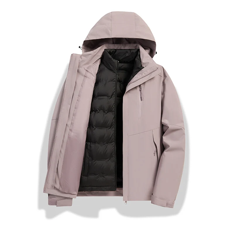 Damen 2-in-1 wasserdichte Winterjacke mit abnehmbarer Daunen-Innenweste Nord Taschen