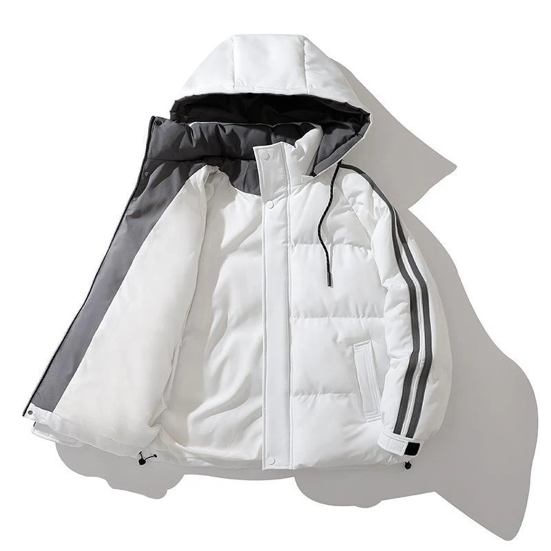Unisex Wattierte Kapuzenjacke mit Kordelzug und Kontraststreifen Nord Taschen