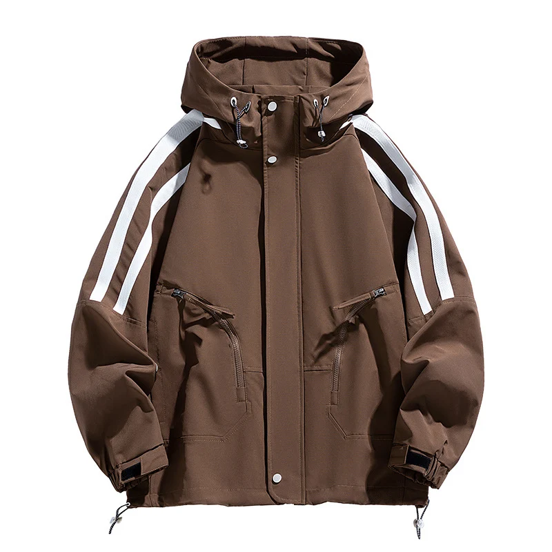Unisex Sportlich-urbaner Kapuzen-Windbreaker mit Kontraststreifen Nord Taschen