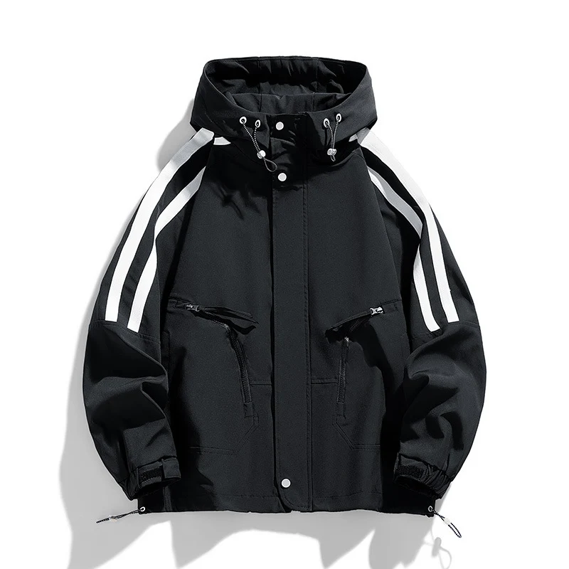 Unisex Sportlich-urbaner Kapuzen-Windbreaker mit Kontraststreifen Nord Taschen