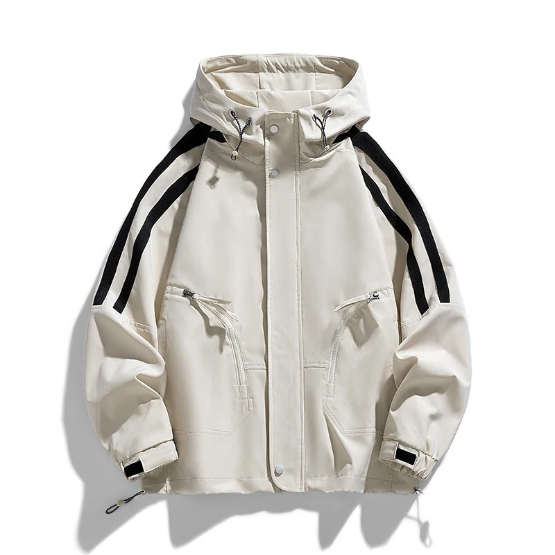 Unisex Sportlich-urbaner Kapuzen-Windbreaker mit Kontraststreifen Nord Taschen