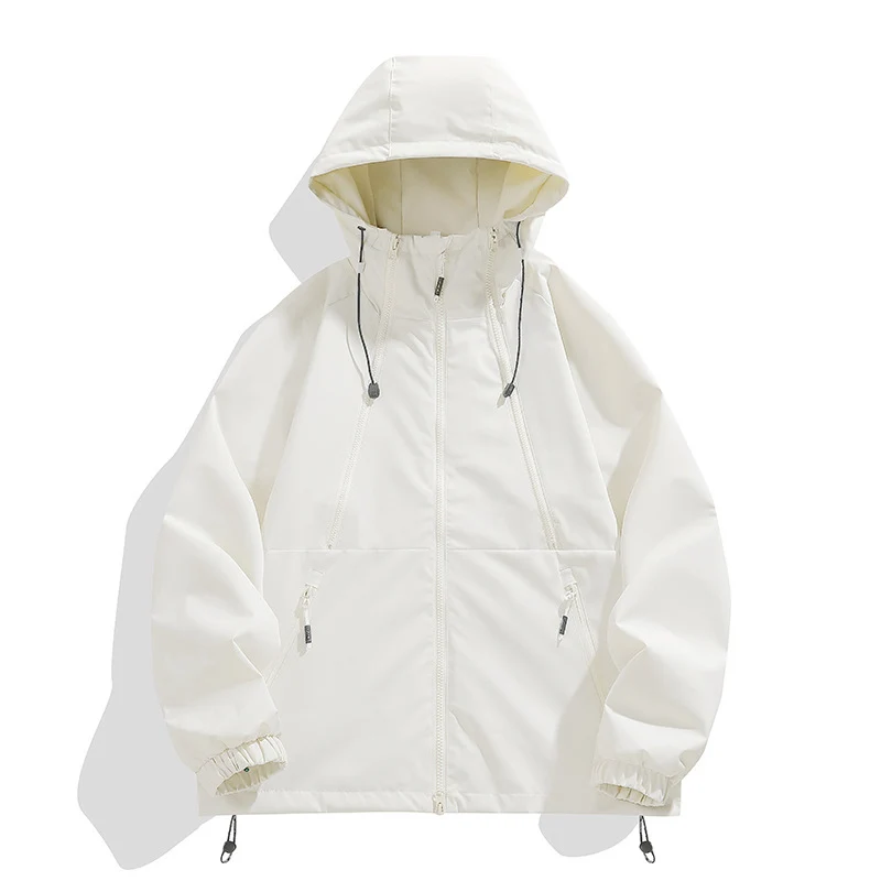 Unisex Leichter Kapuzen-Windbreaker mit wasserabweisender Oberfläche, Reißverschlusstaschen und Kordelzug Nord Taschen