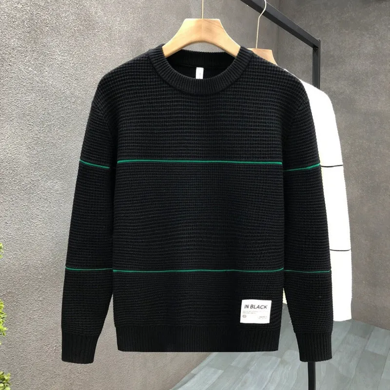 Unisex Strukturierter Waffelstrick-Pullover mit feinen Kontraststreifen Nord Taschen