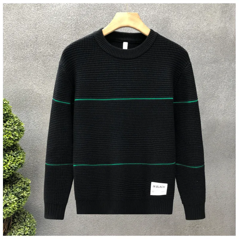 Unisex Strukturierter Waffelstrick-Pullover mit feinen Kontraststreifen Nord Taschen