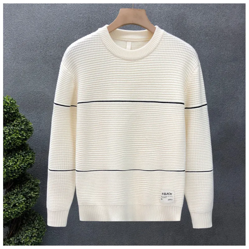 Unisex Strukturierter Waffelstrick-Pullover mit feinen Kontraststreifen Nord Taschen